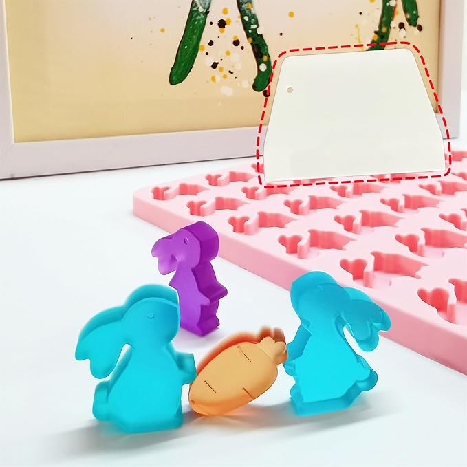 Bunny Silicone Molds for Candy Gummy Chocolate, Easter Molds, Rabbit Silicone Mold with Scraper (bunny)