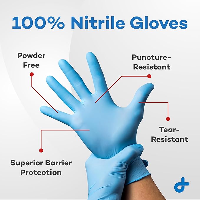Dealmed Nitrile Exam Gloves - Powder-Free, Latex-Free, Disposable Medical Gloves