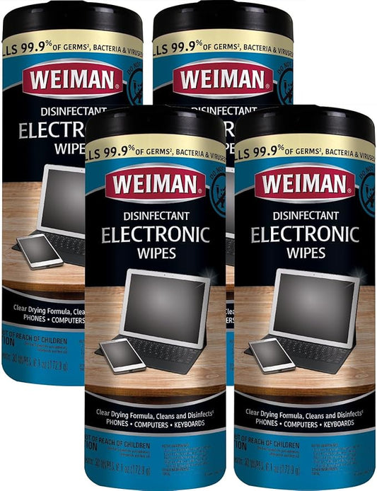 Weiman Electronic Screen Cleaner Wipes - 4 Pack Clean Your Laptop, Computer, TV, and All Electronic Equipment - Electronic Wipes - 30 Count