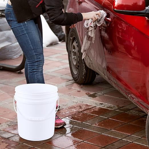 7 Gallon Plastic Storage Bucket Pail, Food Grade Round Pail with Air Tight Lid (Pack of 4)