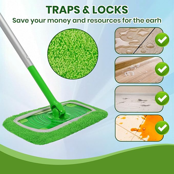 Reusable Swiffer mop Pads Swiffer Dry Sweeping Cloths 6 Pack Microfiber Wet Mop Pads Compatible with Swiffer Sweeper Mop Replacement Mopping pad Refills for Hardwood Surface Floor Cleaning