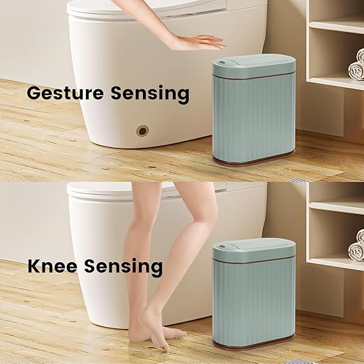 ELPHECO Bathroom Trash Can with Lid Butterfly, Motion Sensor Trash Can Bathroom Decor Automatic Garbage Can Wastebasket Bathroom Accessories, Kitchen, Living Room, Office, Sage Green