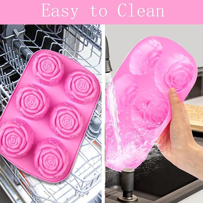 Rose Flower Soap Mold, 2 Pack Rose Ice Cube Mold, Rose Silicone Molds for Soap,Making Bath Bomb (Rose Flower)