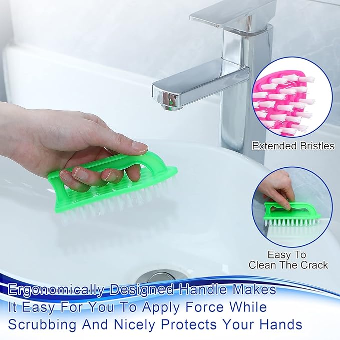 Eaasty 24 Pack Scrub Brushes for Cleaning Comfort Grip Stiff Bristles Cleaning Carpet Brush Supplies Household Tools for Laundry Kitchen Bathroom Tile Sink Dish Carpet