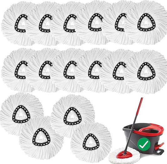 16 PCS Spin Mop Replacement Head,100% Microfiber Mop Heads Replacements with Cedar Mop Replace,360 Degree Round Spin Mop Replacement Head for Easy House Cleaning Floor Mopping