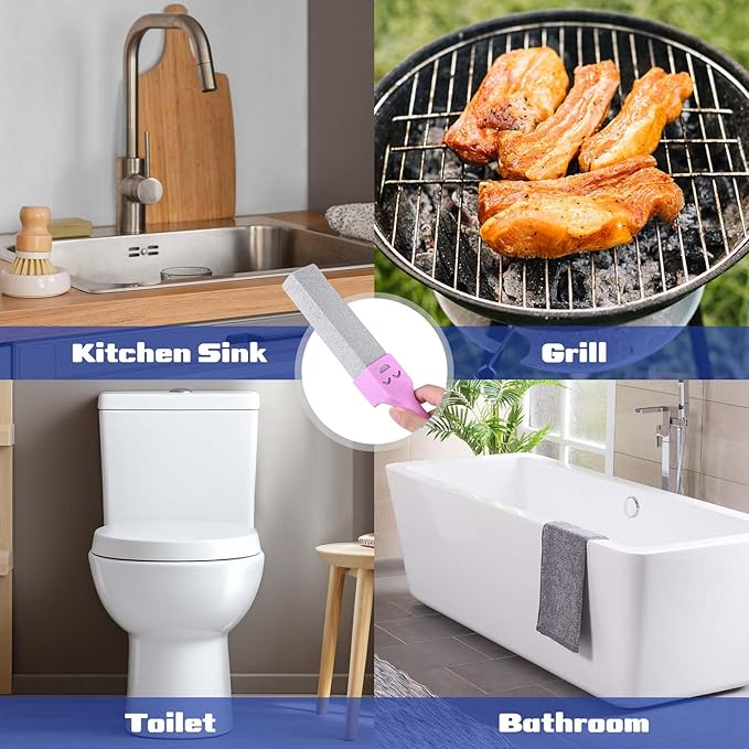 CONLI 8 Pack Pumice Stone Toilet Bowl Cleaner, Toilet Pumice Stone with Handle Remove Toilet Bowl Hard Water Rings Suitable for Cleaning Toilet Bathroom Kitchen Sink Grill