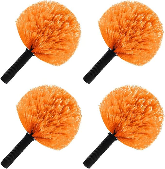 4 Pack Screw on Webster Cobweb Duster Head for Pole,Spider Web Remover Brush, Cobweb Duster Head Attachment,Fits Standard 3/4 inch Threaded Poles(4, Orange)