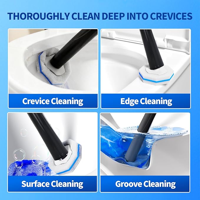 Disposable Toilet Bowl Brush with 36 Toilet Wand Refills Pads Replacement Heads, Toilet Cleaning Stick,Toilet Bowl Cleaner Wands Holder and Set, Toilet Cleaning System Starter Kit