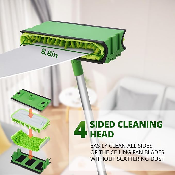 Ceiling Fan Cleaner 1 Set Reusable Microfiber Duster Replacement Pads- 2 Pads