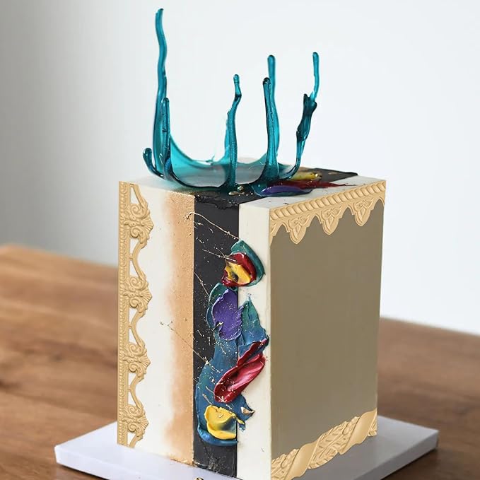 Art Molds for Cake Decoration, Baroque Scroll Silicone Fondant Molds, Floral Relief Border Chocolate Baking Molds for Resin Plaster Air Dry Clay(3-Cavity)