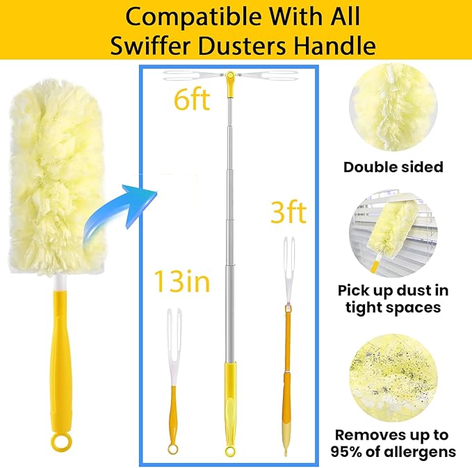 360 Duster Refills Kit, 20 Count Heavy Duty Disposable Microfiber Dusters (Yellow)