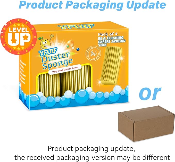 4 Pack Damp Clean Duster Sponge, Magic Sponge Eraser for Household Cleaning, Reusable Dusters Cleaning Supplies for Housekeeping, Dish, Blinds, Glass, Baseboards,Window Track Grooves and Faucets
