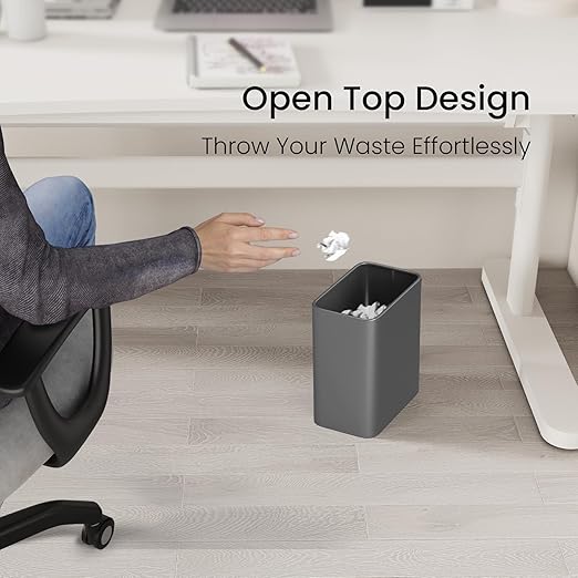 Cesun Small Bathroom Trash Can, 2.1 Gallons, Open-Top, Gray Metal, Stainless Steel, Modern, Ideal for Bathroom, Bedroom, Home Office,Toilet, Rv,Near Desk, Under Sink