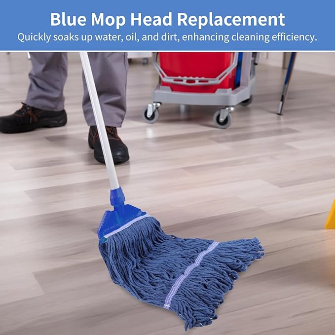 4 Pcs Mop Head Replacements, Cotton Loop-end String Mop Head Refills, Hospital Hotel Mop Refills, Wet and Dry Cleaning, Ideal for Commercial & Industrial Use