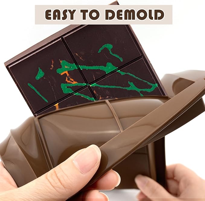 Quacc 2 PCS Dubai Chocolate Bar Molds with Spatulas, Flexible Silicone Chocolate Mold Candy Bar Mold for DIY Baking (Brown)