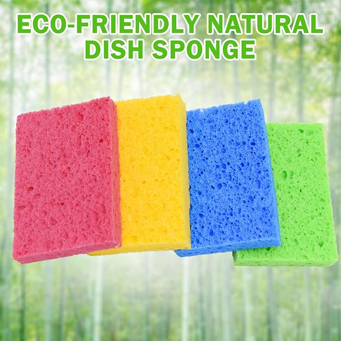 YoleShy 24 Pack Kitchen Sponges Natural Cellulose Compressed Sponges for Cleaning Reusable Dish Sponge Kitchen Non-Scratch DIY for Kids