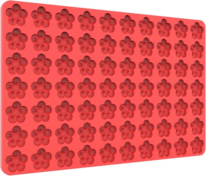 Small Flower Candy Molds Silicone Chocolate Gummy Molds, Blossom Silicone Fondant Cake Mold Mint Molds with Scraper (flower)