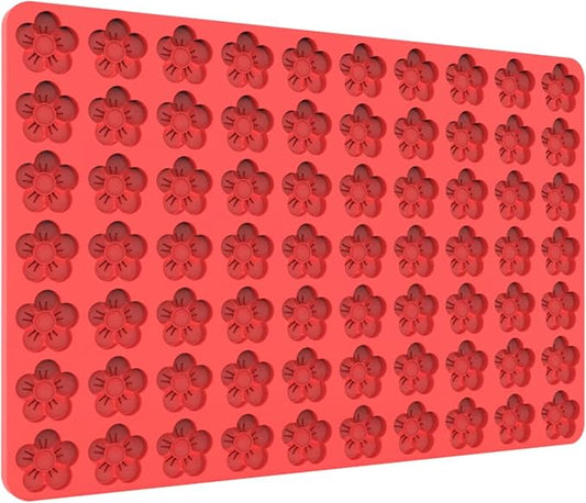 Small Flower Candy Molds Silicone Chocolate Gummy Molds, Blossom Silicone Fondant Cake Mold Mint Molds with Scraper (flower)