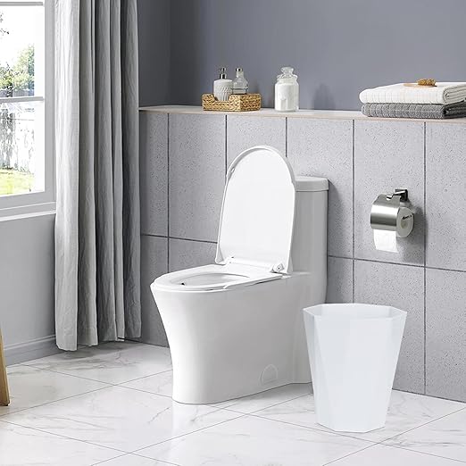 Plastic Trash Can - Waste basketbin for Office,Home,Bathroom,Kitchen - 1.8 Gallon - White