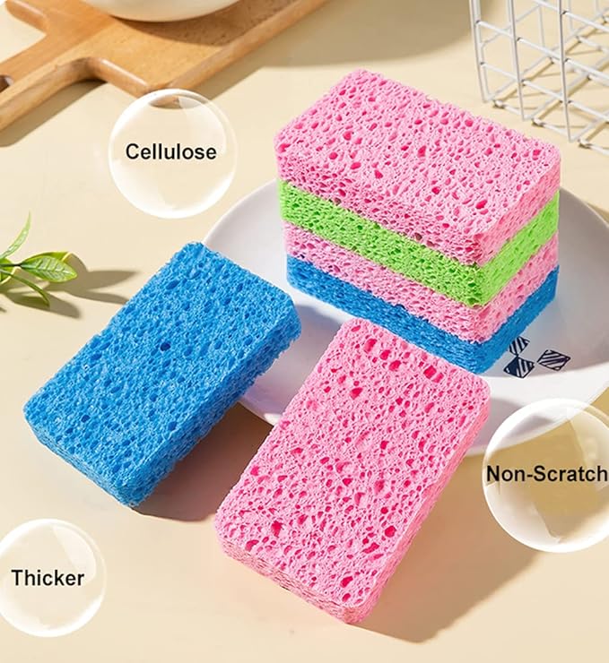 METUUTER 12-Count Kitchen Sponges- Compressed Cellulose Sponges Non-Scratch Natural Dish Sponge for Kitchen Bathroom Cars, Funny Cut-Outs DIY for Kids
