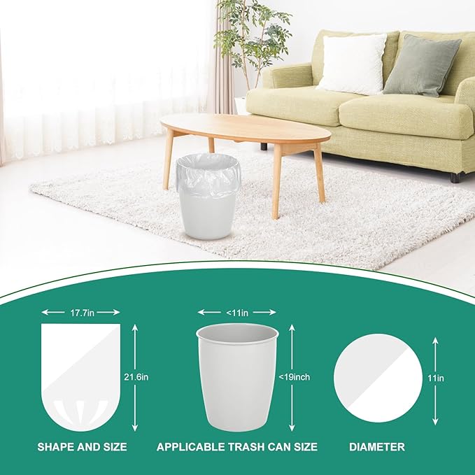 Magesh 4 Gallon Trash Bag Strong, Leakage-Free, Small Garbage Bags Unscented Thick for Bathroom, Office, Kitchen Small Trash Can, 15L, 1000 Bags, Clear