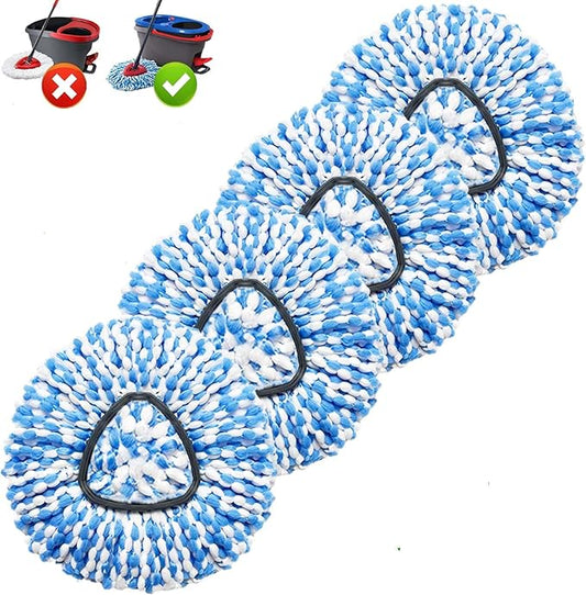 4 Pack Mop Replace Heads for O Cedar Rinse Clean 2 Tank System, Spin Mop Replacement Head, Fluffy Microfiber OCeda Mop Refill Replace Head, Machine Washable