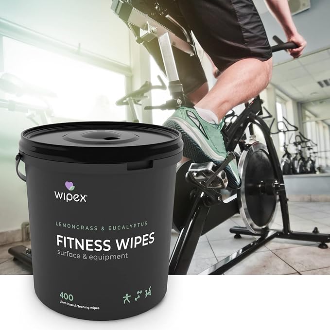 Wipex Fitness Wipes for Equipment Bundle - Get 2 Buckets (1) Lemongrass & (1) Lavender Plant-Based Gym Equipment Wipes, Clean Surfaces & Mats, Safe Gym Cleaner & Peloton Bike, 400 Count (Pack of 2)