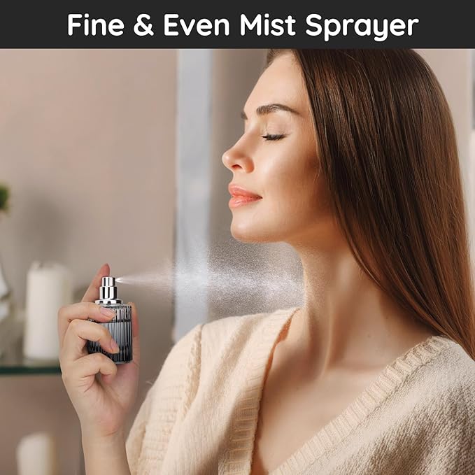 Segbeauty 1oz Atomizer Sprayer for Perfume, 2pcs Black Glass Travel Size Perfume Refill Bottle, 2pcs Green 30ml Travel Cologne Sprayer, Cologne Atomizer Spray Bottles with Dispenser Transfer Tool Set