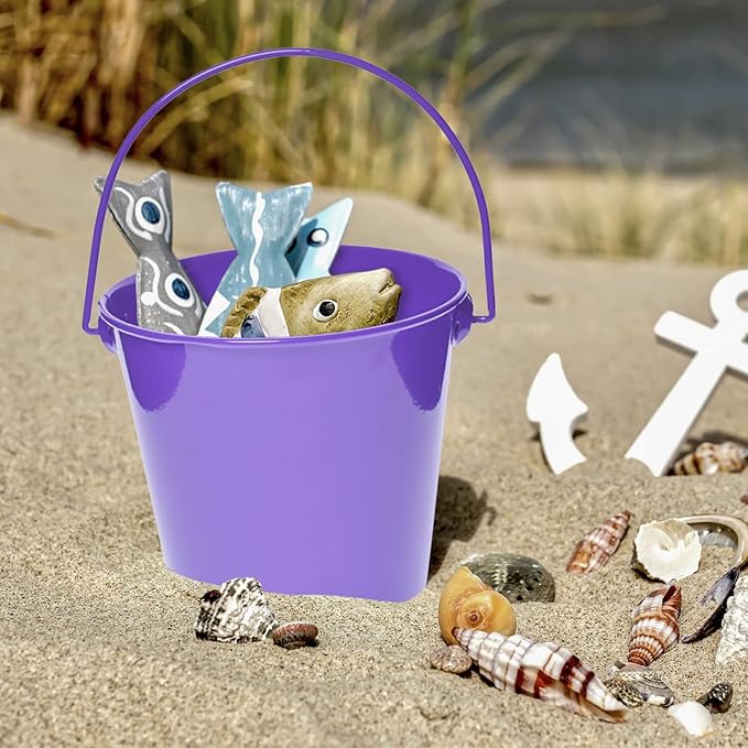 Colored Tin Buckets with Handle, 6 Pack 7.48 inch Galvanized Iron Pail Buckets for Kids, Classroom, Crafts and Party Favors