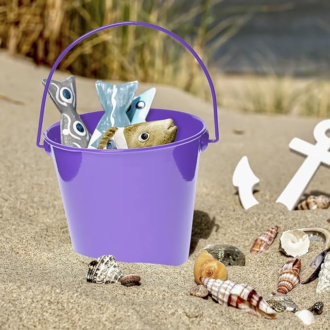 Small Metal Buckets with Handle, 6 Pack 4.3 inch Colored Galvanized Bucket for Kids,Classroom,Crafts,and Party Favors (Multi-Colored, 4.3" Top)