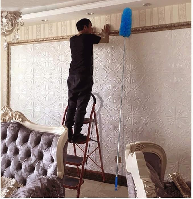 DELUX Microfiber Feather Duster Extendable Duster with 100 inches Extra Long Pole, Bendable Head & Long Handle Dusters for Cleaning Ceiling Fan, High Ceiling, Blinds, Furniture & Cars