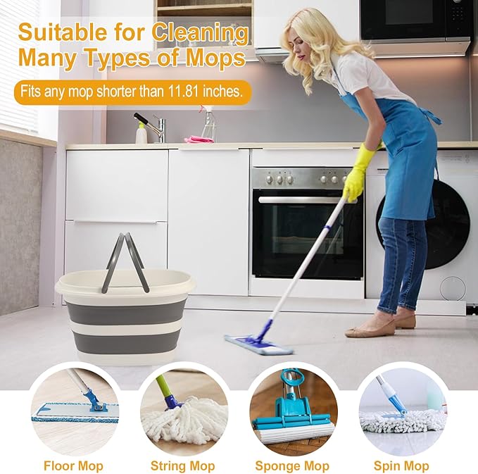 Large Collapsible Bucket for Cleaning or Organzier, 4.2 Gallon (16L) Cleaning Mop Bucket with Handle, Portable Water Bucket for Mopping, Car Washing, Laundry Storage, Camping, Fishing, Space Saving