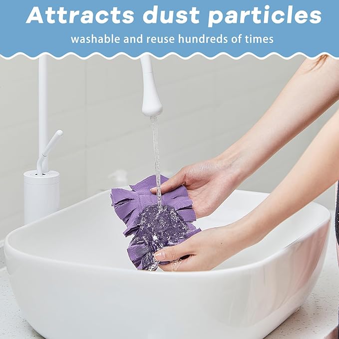 Zubebe 20 Pcs Duster Refill Reusable Fleece Duster Refills Feather Flat Dusters Multi Surface Washable Cleaning Pads Tools for Home, Blinds, Car, Pet, Furniture, Fans (Rainbow Colors)