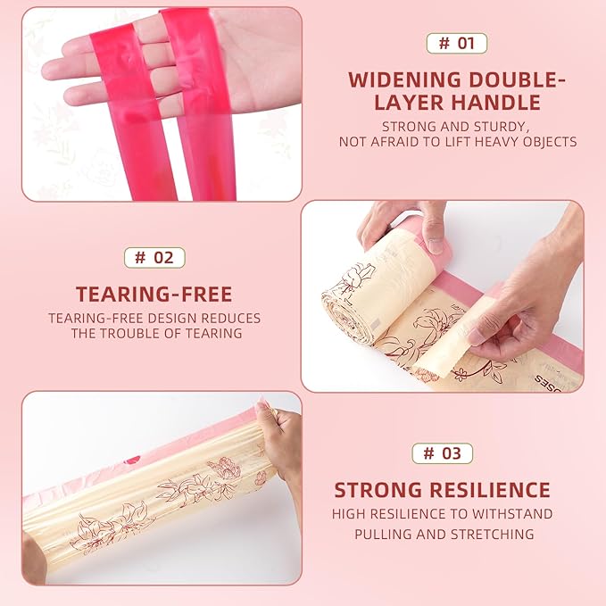 13 Gallon Trash Bags Drawstring, 50 Count Tall Kitchen Trash Bags, Sturdy Large Trash Bags, Lily Printed Garbage Bags 13 Gallon Tall Kitchen, Tear Resistant Kitchen Garbage Bags for Kitchen