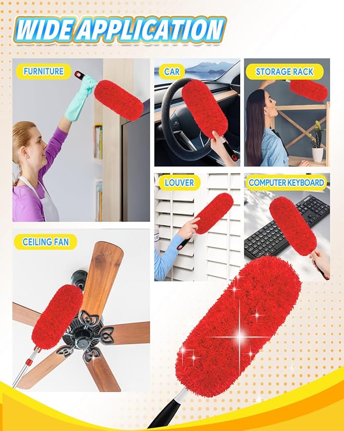 KEEPOW Reusable Microfiber Duster Refills Compatible with OXO Duster, Washable Dusters Refill Compatible with Good Grips Microfiber Extendable Dusters for Cleaning, 2 Pack(Handle is Not Included)