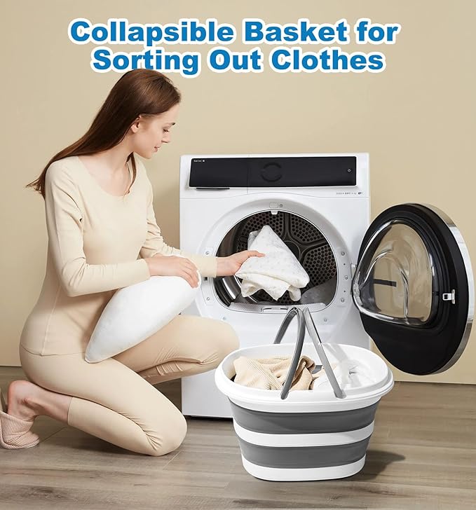 16L Collapsible Mop Bucket with Handles - Space Saving Foldable Silicone Tub for Cleaning, Laundry, Storage - Portable Wash Basin for Home & Car - 4.2 Gallon Compact Utility Bucket