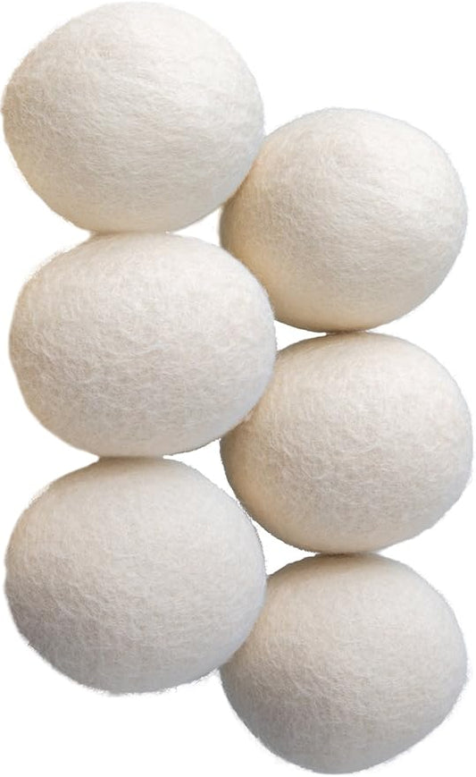 OxGord Chemical-Free Anti-Static Wool Dryer Balls for Laundry - Organic Reusable Natural Fabric Softener - 6-Pack
