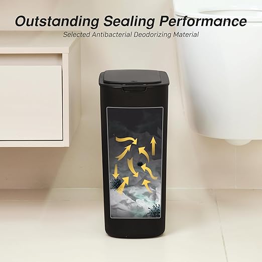 Automatic Bathroom Garbage Bin with Lid, 5 Gallon Touchless Trash Bin, Smart Electric Narrow Waterproof Trash Can for Toilet, Office, Kitchen, Bedroom, Living Room