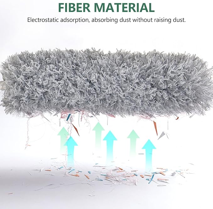 SetSail Extra-Long Dusters with Extension Pole 100-inch for Cleaning, Bendable Microfiber Head Washable Ceiling Fan Duster for High Ceilings, Furniture