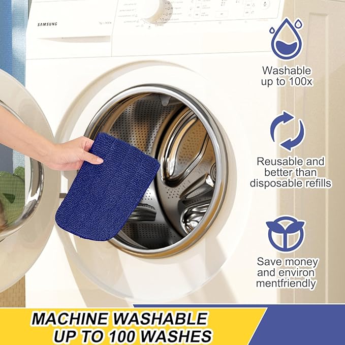 3 Pack 16.5 inch Reusable Mop Pads Microfiber Spray Mop Replacement Heads for Wet/Dry Mops Compatible with Bona Floor Care System (Darkblue )