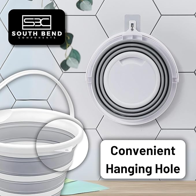 South Bend Components 2.6 Gallons Collapsible Bucket with Handle, Space Saving Design Portable Foldable Water Pail for Indoor/Outdoor, Mop, Boating, Camping, and Fishing (2-Pack)