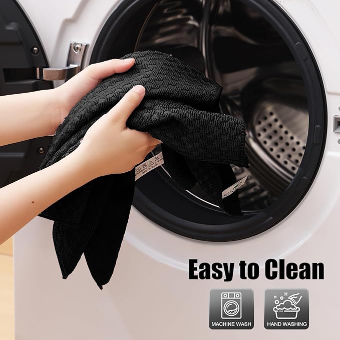 Kitinjoy Microfiber Cleaning Cloth, 12 Pack Soft and No Lint Microfiber Towels Cleaning Supplies, Absorbent Fast Drying Cleaning Rags for Housekeeping, Kitchen, Window, 12 x12 Inches, Black