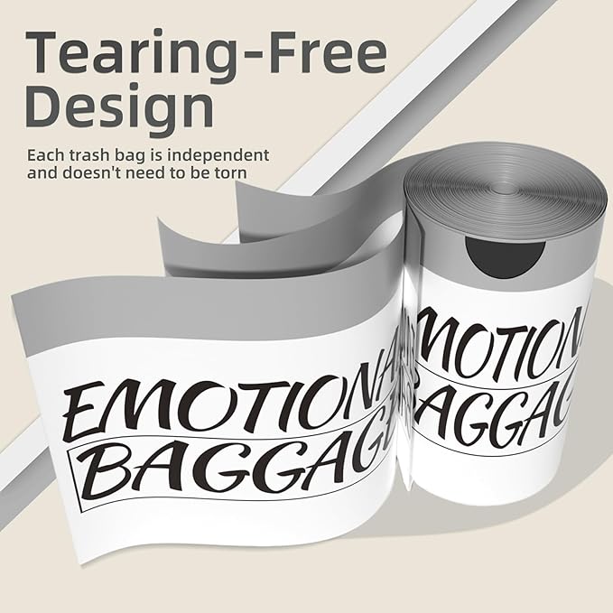 13 Gallon Trash Bags Drawstring, 50 Count Tall Kitchen Trash Bags, Sturdy Large Trash Bags, Emotional Baggage Printed Garbage Bags 13 Gallon Tall Kitchen, Tear Resistant Kitchen Garbage Bags