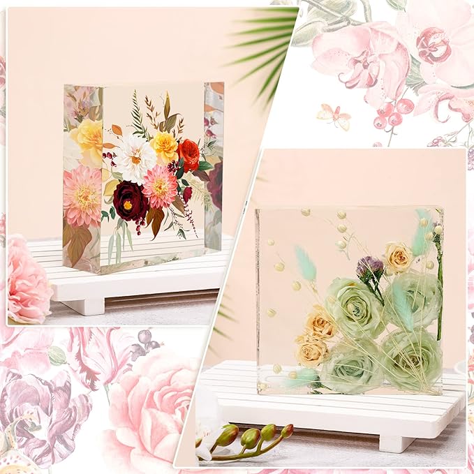 3 Pcs Large Silicone Molds for Resin - Glossy Deep Square, Hexagon, Heart Bookends & Round Molds for Flowers Preservation & DIY Art Making