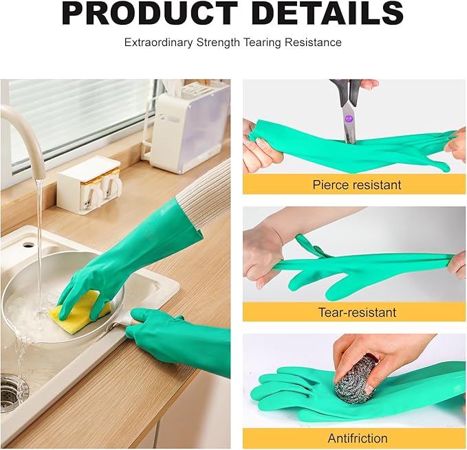 North Tower Long Dishwashing Gloves Length Rubber Reusable Resistant Platos Nitrile,Dishwashing Gloves