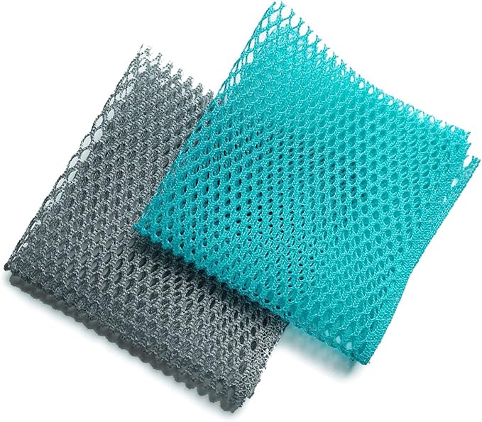 Net Scrubbers for Dishes/Innovative Mesh Dish Cloths for Washing Dishes, Quick Dry - No More Sponges with Smell / 11.5 by 11.5 inches/Advanced Raw Material-Polypropylene 100% (Mint5 Gray5)