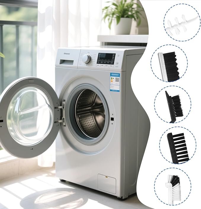 Washing Machine Cleaning Brush Kit, Laundry Deep Clean Tools Accessories, Front Load Washer Machine Cleaner Accessories with 2 Pcs Drum Slot Cleaner Brushes and 5 Pcs Small Cleaning Brush