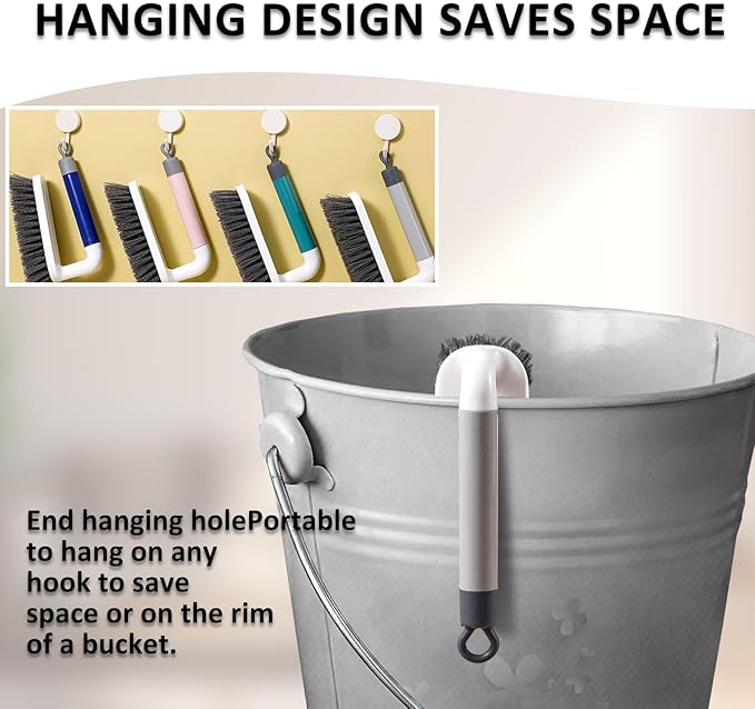 Scrub Brush, Scrubbing Cleaning Brushes, Heavy Duty Cleaning Brushes with Handle, for Shower, Bathroom, Carpet, Kitchen and Bathtub Scrubber, 2 Pack (Grey)