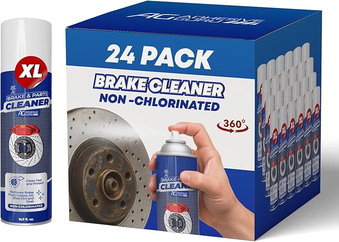 Adhesive Guru Non-Chlorinated Brake Cleaner – (24x16.9 fl oz) – Brake Parts Cleaner & Degreaser for Disc, Pads, Calipers, Springs, Rotors, Clutch & Chain – Fast-Drying, Residue-Free