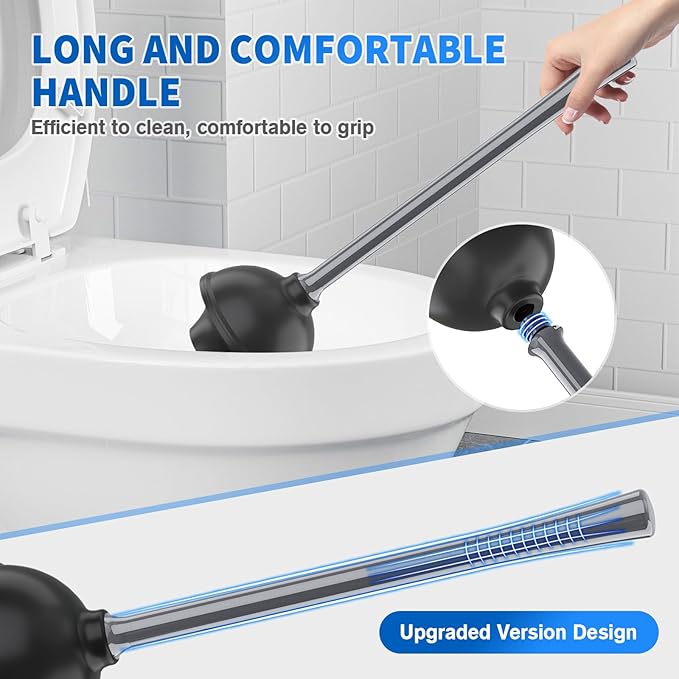 Toilet Plunger and Brush,2 Pack Bowl Brush and Heavy Duty Toilet Plunger Set with Ventilated Holder, 2-in-1 Toilet Brush and Plunger Combo for 5.3-inch Toilet DrainBathroom Cleaning
